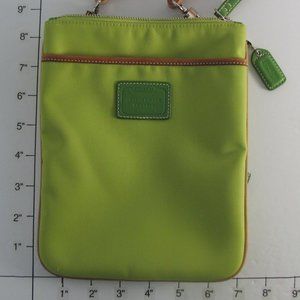 Coach lime green nylon crossbody swingpack M055-5006 with vachetta leather strap